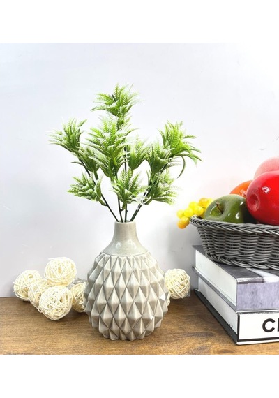 Yapay Çiçek Plastik Demet Yeşil Beyaz Mini Sıkas Demeti Garnitür