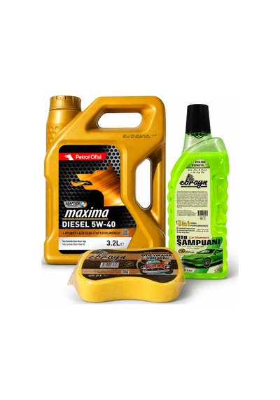Petrol Ofisi Maxima Diesel 5W-40 3.2 L + Oto Şampuan 1000 ML + Yıkama Süngeri