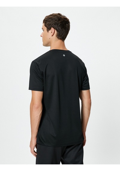 Koton Spor Tişört Slogan Baskılı Reglan Kollu Bisiklet Yaka Siyah 4wam10015nk Siyah