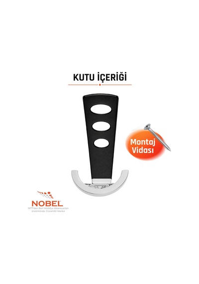 Bemol Lüks Portmanto Askı, Metal, Vestiyer Askı, 185 Gr, Dolap Askılık, Duvar Askılığı, Krom-siyah Vidalı 5 Adet