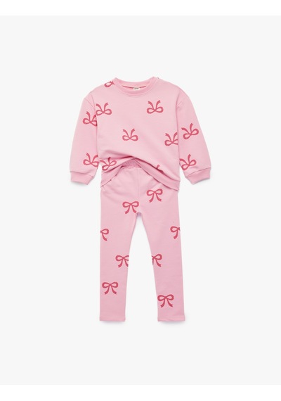 Koton Uzun Kollu Bisiklet Yaka Pamuklu Fiyonk Baskılı Sweatshirt Ve Tayt Seti - 2'li Takım Pembe Desenli 6smg10103ak Pembe Koton Uzun Kollu Bisiklet Yaka Pamuklu Fiyonk Baskılı Sweatshirt Ve Tayt Seti - 2'li Takım Pembe Desenli 6smg10103ak Pembe