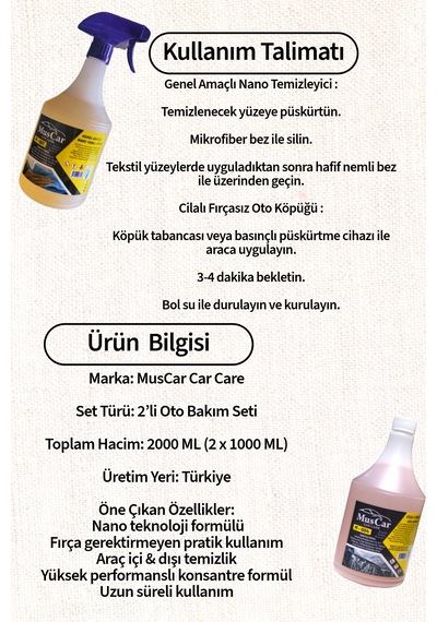 Muscar Oto Bakım Seti - Nano Temizleyici&oto Köpüğü