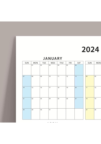 2027 Amerikan Standardı Takvim, Yıllık Planlayıcı Duvar Takvimi, Sunday Start Wall Planner Çok Renkli