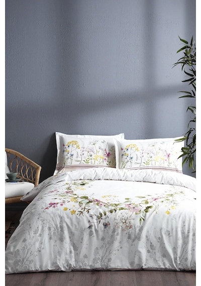 Özdilek Çift Kişilik Ranforce Nevresim Takımı Beyaz - Jarden De Flor Fitted 200 x 220 Beyaz