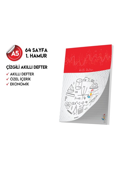 Çizgili Not Defteri 64 Sayfa Akıllı Defter Tekli A5 Tam Beyaz Tekli Koyu Mavi, Kırmızı, Turuncu, Kahverengi, Mavi, Yeşil