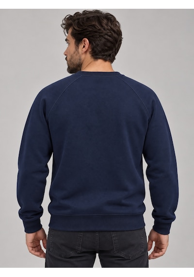 We&me Erkek Pike Kumaş Reglan Kol Bisiklet Yaka Regular Fit Sweatshirt Lacivert