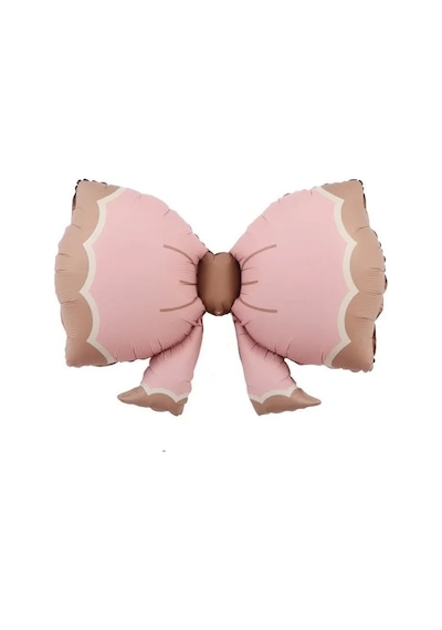 Retro Pembe Bowtie Fiyonk Folyo Balon 91x60 Cm Pembe
