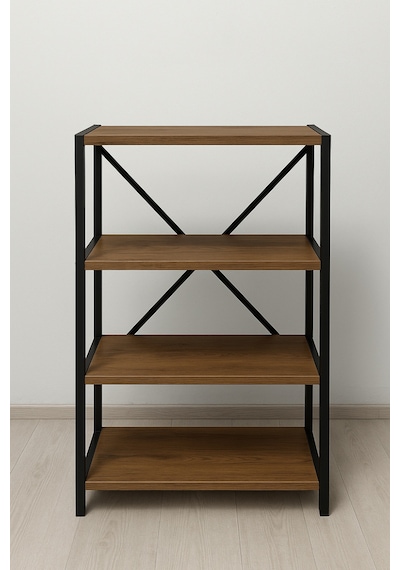 Ofis Salon İçin Siyah Metal Çerçeveli 4 Raflı Endüstriyel Dosya Kitap Rafı 120x60x30 Cm Kahverengi Ofis Salon İçin Siyah Metal Çerçeveli 4 Raflı Endüstriyel Dosya Kitap Rafı 120x60x30 Cm Kahverengi