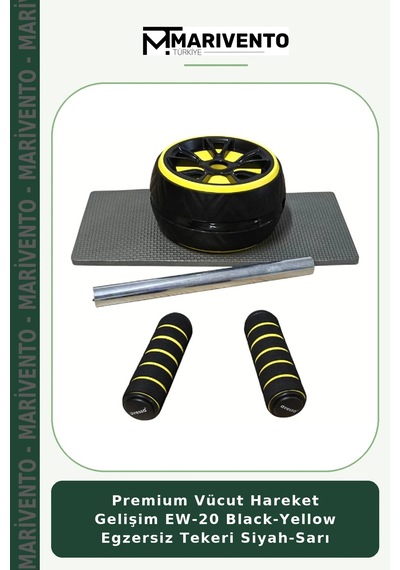 Premium Vücut Hareket Gelişim Ew-20 Black-yellow Egzersiz Tekeri Siyah-sarı