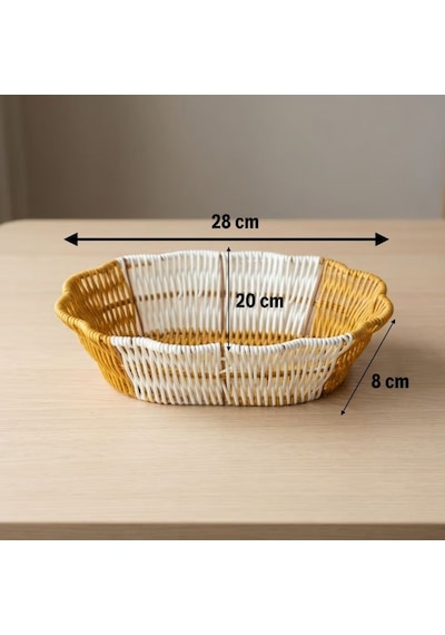 Büro Ev Ofis Düzeni İçin Çift Renkli Plastik Rattan Oval Ekmek Meyve Sepeti Diğer
