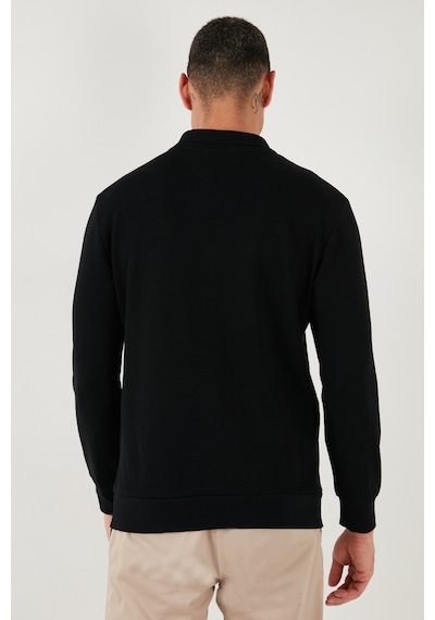 Buratti Pamuklu Regular Fit Yarım Fermuarlı Polo Yaka Erkek Sweat 5905805 Siyah
