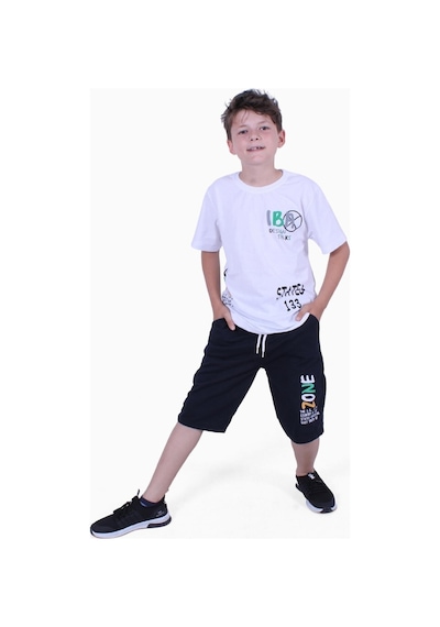 Fyk Kids Zone Yazı Baskılı Erkek Çocuk Yazlık Takım Beyaz