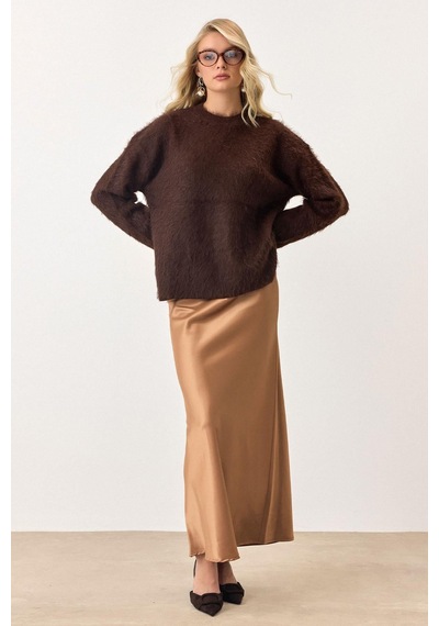 Olcay Oversize Tüylü Soft Kazak Kahve 8270