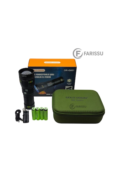 Or-g601 200w Lazer Led El Feneri + Yedek Pil Seti - Powerbank Özellikli Profesyonel Avcı Paketi Siyah