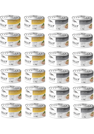 Molly 2 Çeşit Karma Kitten Yavru Kedi Konservesi 85 Gr. X 24 Adet