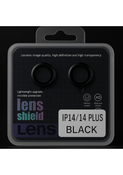 Apple Uyumlu iPhone 14/14 Plus Kamera Lens Koruyucu Black/silver Yüksek Çözünürlüklü-parlak-güçlü Siyah