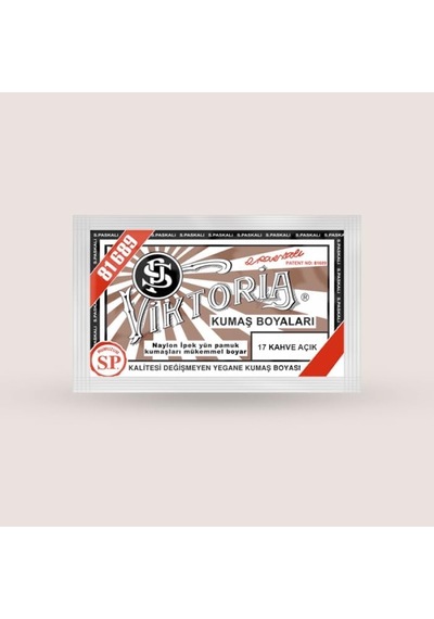 Viktoria Kumaş Boyasi 17 Açık Kahve - 3 Paket Boya + 2 Paket Fiske Çok Renkli