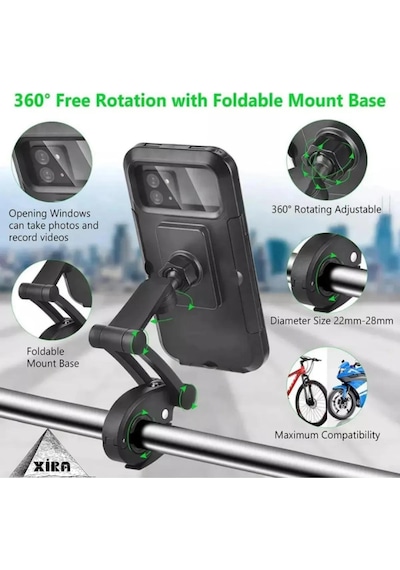 Su Geçirmez Scooter Motor Bisiklet Telefon Tutucu 360 Ayarlanabilir Kapaklı Dokunmatik B-t X-91