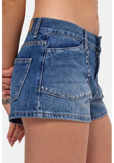 it's basic Kadın Mavi T-2s6-4 Drop Detaylı Mini Özel Tasarım Denim Şort