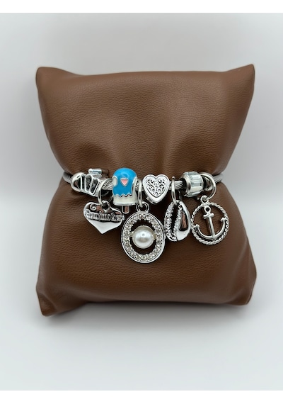 Arnes Jewelry Çelik Silver İncili Bileklik Gümüş