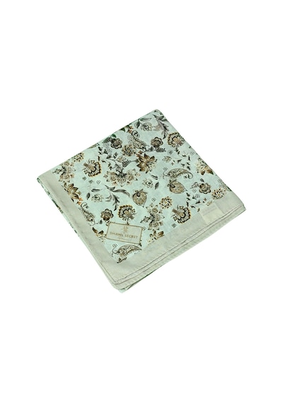 Mim Eşarp Prime Pamuk Çiçek Desenli Eşarp 90x90 Cm Açık Bej - Kahve