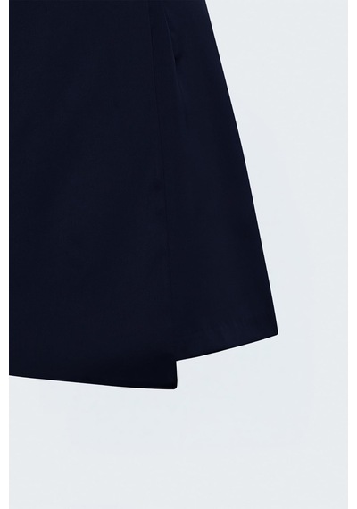 Sateen Saten Şort Etek - Lacivert-137943