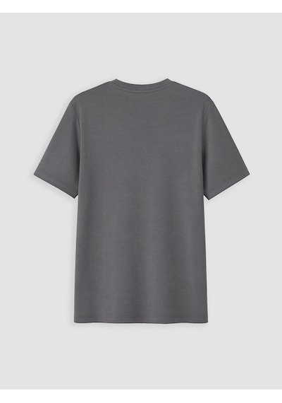 LC Waikiki Lcwaıkıkı Classic Gri Bisiklet Yaka Baskılı Erkek Penye Tişört Dark Grey
