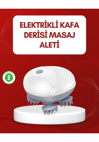 Su Geçirmez Elektrikli Kafa Masaj Cihazı Ipx7 Beyaz - Siyah