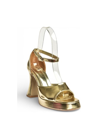 Fox Shoes Y404850209 Altın Kalın Topuklu Kadın Ayakkabı Altın