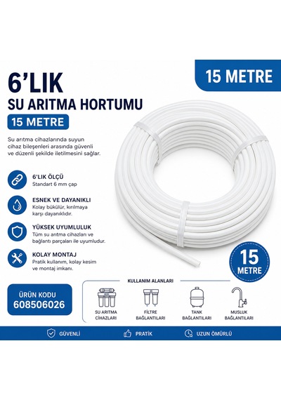 6 Lık Su Arıtma Hortumu 15 Metre 608506026