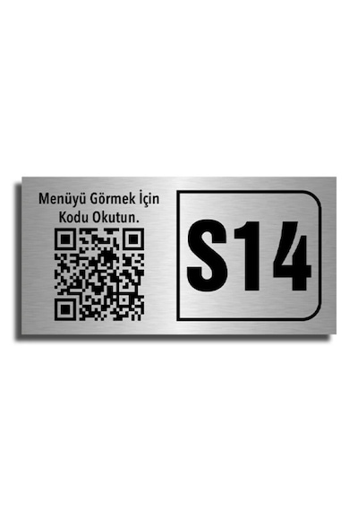 Qr Kod Menülü Gümüş Masa Numarası - Kişiye Özel Baskılı Masa Numaratörü 1-20 Arası 10x5 Cm