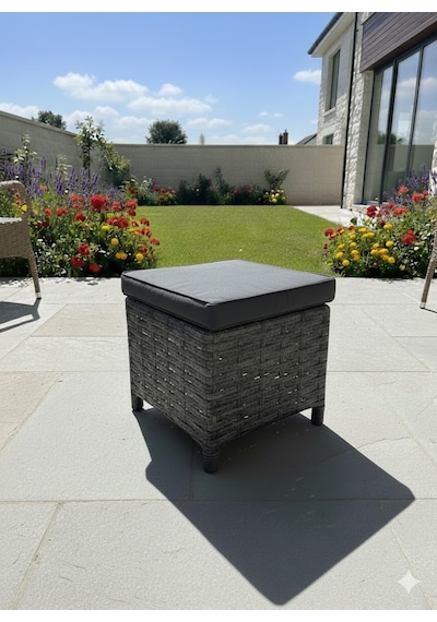 Liv Concept Çok Amaçlı Rattan Bahçe Pufu Antrasit 40x40 Cm