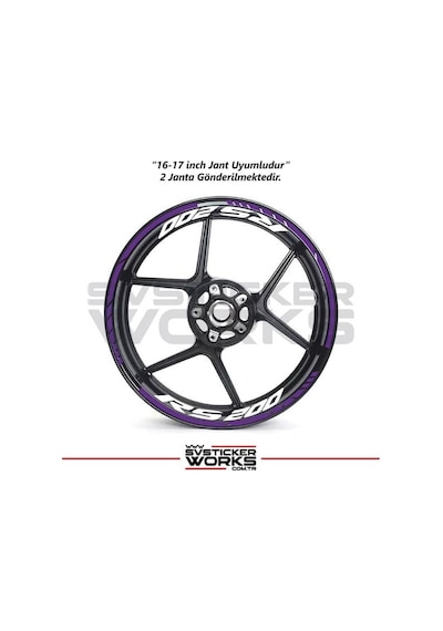 Bajaj Rs200 Jant Sticker Dış Ve İç Set Sticker Jant Şeridi Mor 45878224