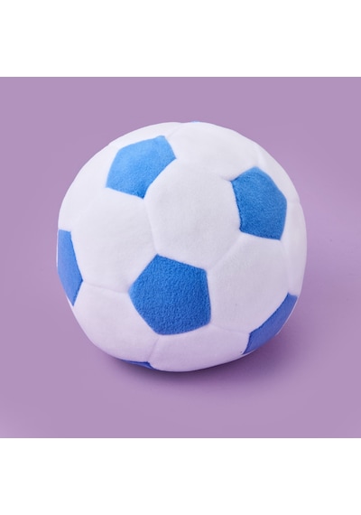 Soft Futbol Topu Figürlü Yastık - Beyaz / Mavi - 30x30 Cm