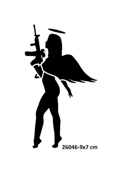 Airbrush Tattoo Silahlı Kadın Yapışkanlı Stencil Süsleme Ve Boyama Kalıbı