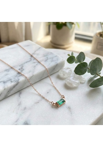 Baget Kolyekadın Kolye Modelleri İsimli, Harfli, Doğum Taşlı, Zirkon Taşlı Rose Gold
