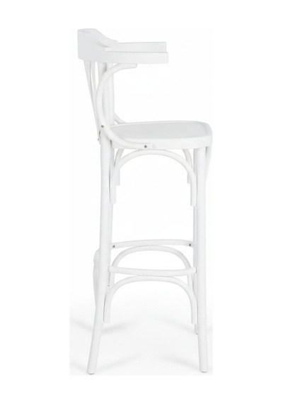 Thonet Kolçaklı Ahşap Bar Sandalyesi Beyaz
