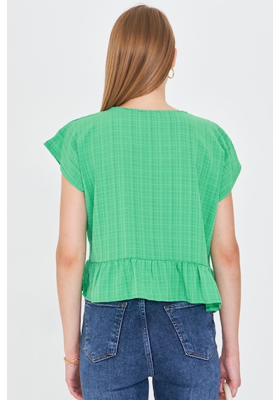 Armonika Kadın Açık Yeşil Yarasa Kol Yakası Bağlamalı Eteği Fırfırlı Oversize Crop Bluz Arm-24y001088 Armonika Kadın Açık Yeşil Yarasa Kol Yakası Bağlamalı Eteği Fırfırlı Oversize Crop Bluz Arm-24y001088