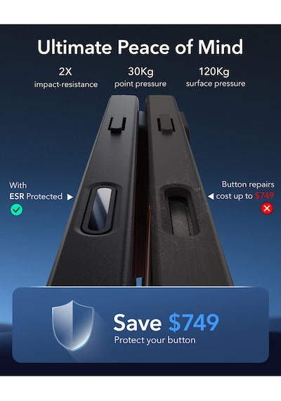 Esr Apple Uyumlu iPhone 16 Pro Max Halolock Magsafe Classic Hybrid Silikon Kılıf - Kamera Kontrol Buton Buzlu Siyah
