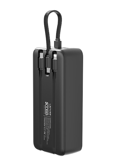 Lenyes PX355D 22.5 W 30.000 mAh Dijital LED Ekranlı Type-C ve Lightning Kablolu Powerbank