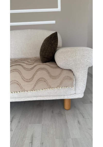 Diletto Bohem Ponponlu Dalgalı Oturma Yerini Kapatan Koltuk Örtüsü Vizon 90 X 200 Vizon