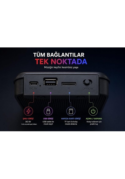 Taşınabilir Kablosuz Bluetooth Hoparlör Usb & Tf Kart Destekli Yüksek Ses Kalitesi