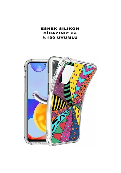 Samsung Galaxy M34 İle Uyumlu Retro Color 4 Baskılı Şeffaf Köşe Korumalı Antişok Kılıf