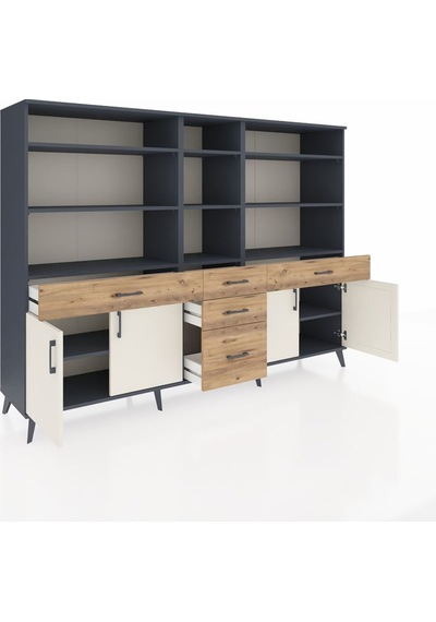 Hyperion Dolap 11 Raflı 5 Çekmeceli 4 Kapaklı 220x44x163 Antrasit Antrasit-aytaşı/çam Hyperion Dolap 11 Raflı 5 Çekmeceli 4 Kapaklı 220x44x163 Antrasit Antrasit-aytaşı/çam