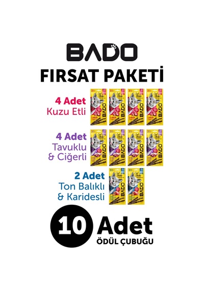 Bado Kedi Ödül Çubuğu Karma Paket 3x5gr 10lu
