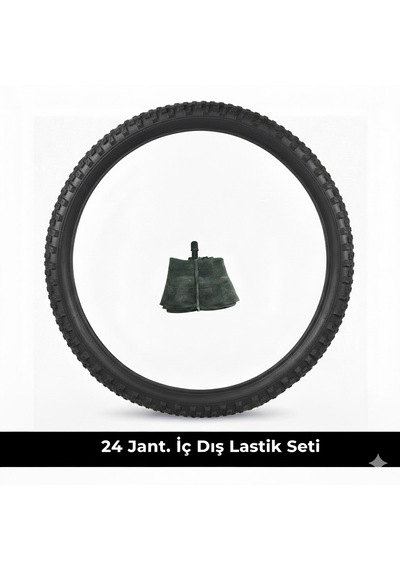 24 Jant Bisiklet İç Dış Lastik Seti - 24x1.95 Dış Lastik + İç Lastik Oto Kalın Sibop