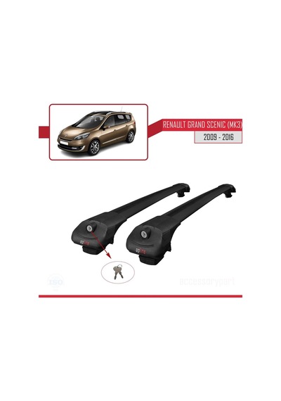 Renault Grand Scenic Mk3 2009-2016 Arası İle Uyumlu Ace-1 Ara Atkı Tavan Barı Siyah