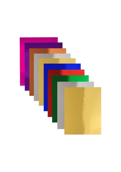 Artlantis Metalik Aynalı Fon Kartonu A4 10 Renk 20x30 Cm 1 Paket Okul Sınıf Dekoratif Pırıltılı Folyo Kağıt Genel
