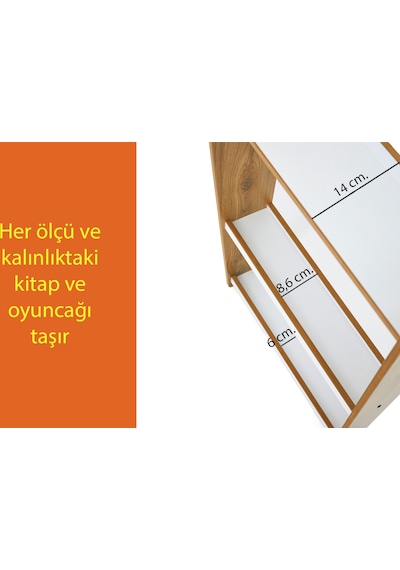 Minera Çok Amaçlı Duvar Çocuk Odası Montessori Kitaplık Ünitesi Ahşap
