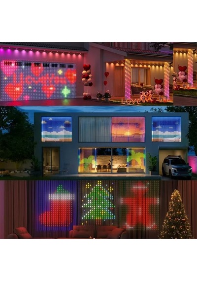 Akıllı Led Perde Işığı Led Animasyonlu Renkli Yazı Led Mobil Kontrol Rgb Perde Led Dekoratif Işık Çok Renkli